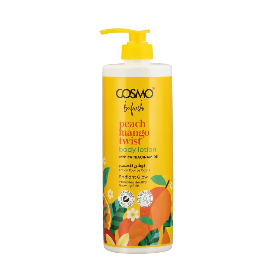 Cosmo Be Fresh Peach Mango Twist Body Lotion 1000ml - لوشن الجسم كوزمو بي فريش برائحة الخوخ والمانجو، 1000 مل