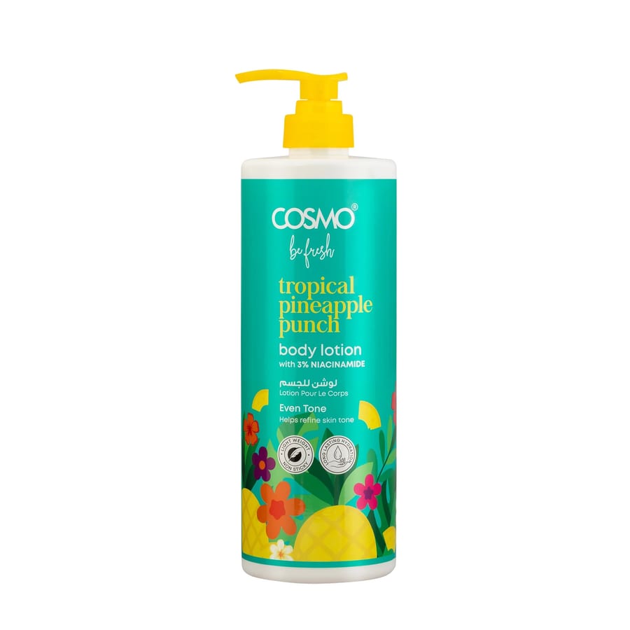 Cosmo Be Fresh Tropical Pineapple Punch Body Lotion 1000ml - لوشن للجسم برائحة الأناناس الاستوائية المنعشة من كوزمو بي، 1000 مل
