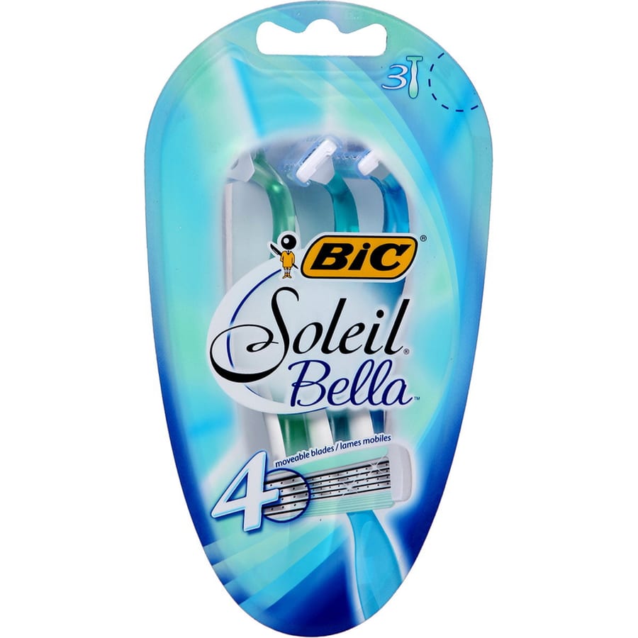 شفرات حلاقة سوليل بيلا النسائية من بيك، 3 قطع Bic Bella Blister Razors 3PCS