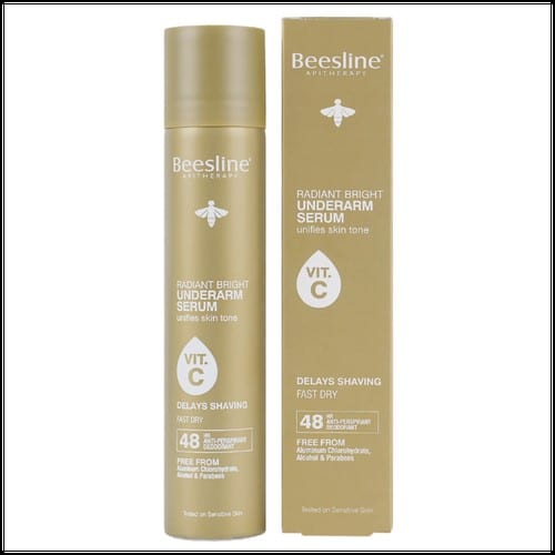 Beesline Radiant Bright Underarm Serum Vit C Spray 48h - 150ml | بيزلين بخاخ مضاد للتعرق و مفتح تحت الابط بفيتامين سي - 150 مل