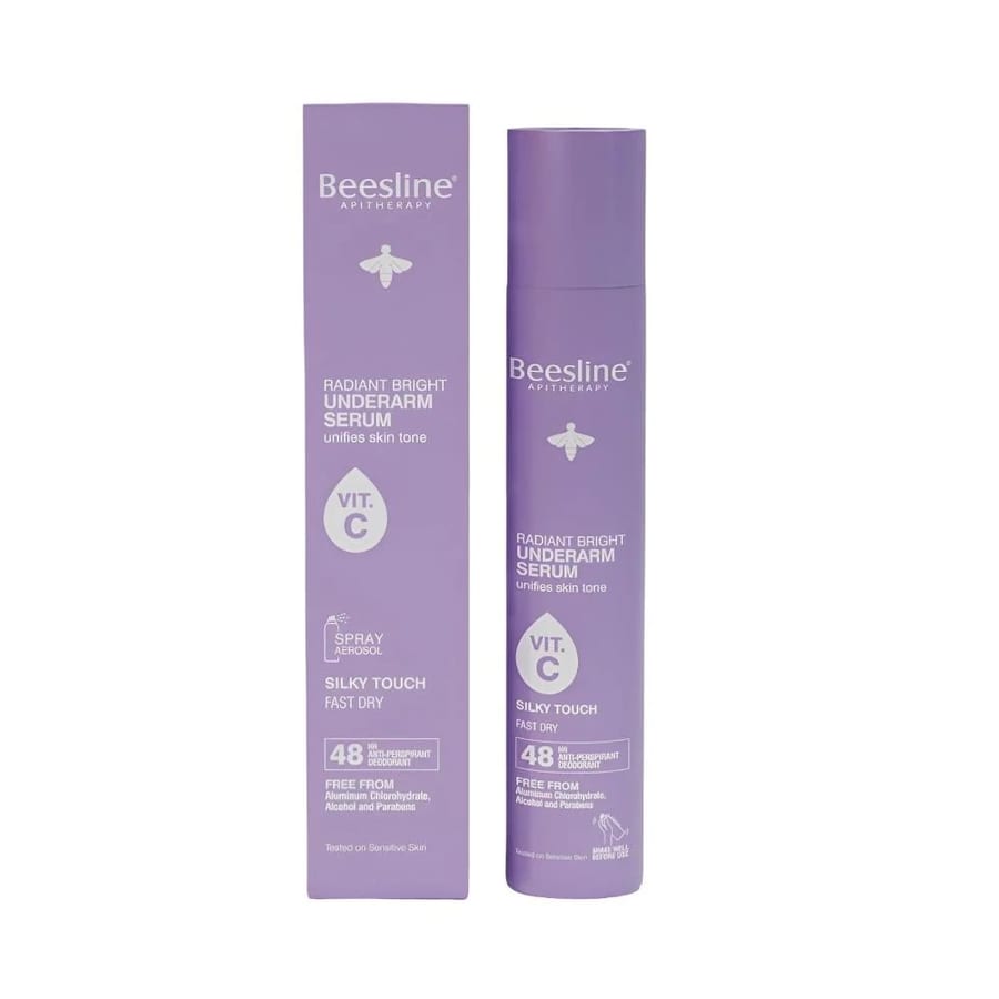 Beesline Radiant Bright Underarm Serum Vit C Spray 48h - 150ml | بيزلين بخاخ مضاد للتعرق و مفتح تحت الابط بفيتامين سي - 150 مل