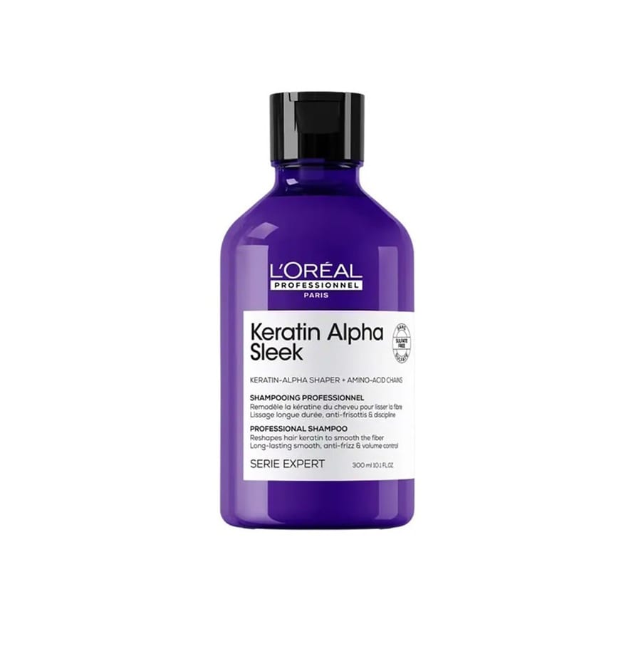 LOREAL Keratin Alpha Sleek Anti-Frizz and Smoothing Sulfate-Free Shampoo 300ml لوريال شامبو ينعم الشعر