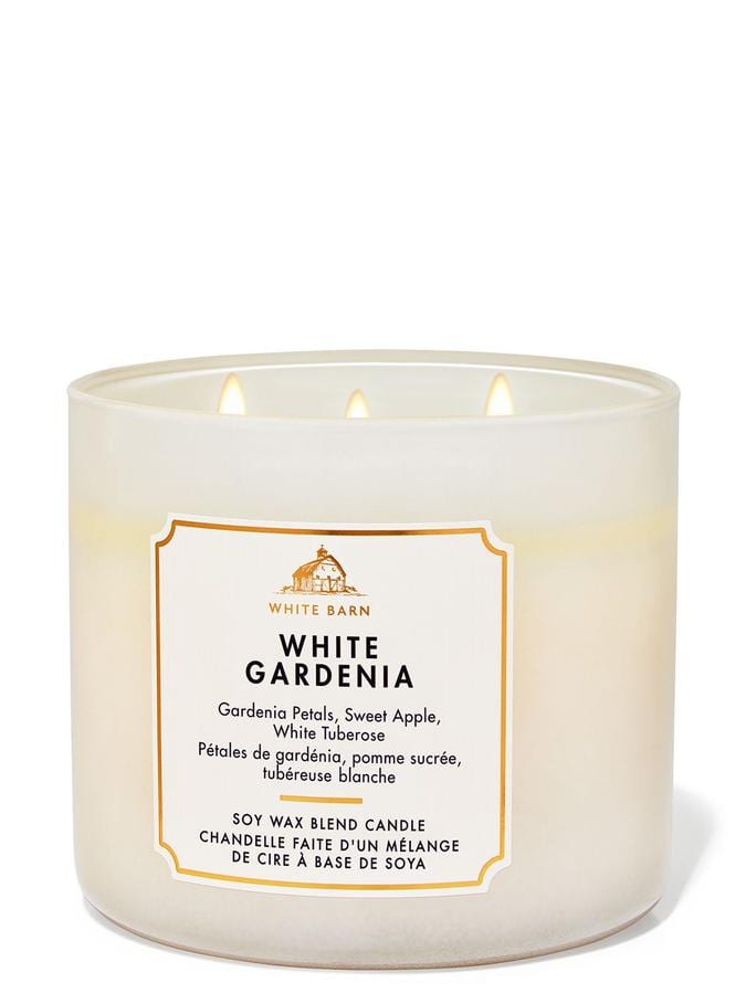 شمعة باث آند بودي وركس برائحة الغاردينيا البيضاء بثلاث فتائل | 411 غرام Bath & Body Works White Gardenia 3-Wick Candle