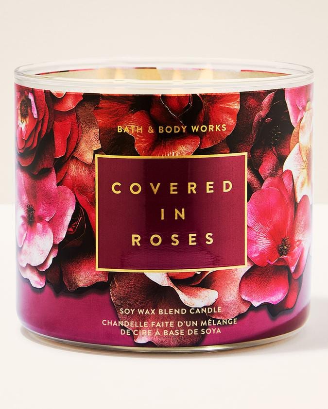 شمعة بثلاث فتائل Bath & Body Works COVERED IN ROSES CANDLE 411G