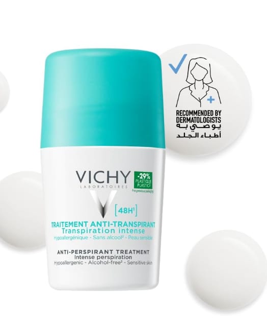 Vichy 48h Anti-Traspirante Deodorante Roll-On رول مزيل تعرق فيشي لون تركوازي