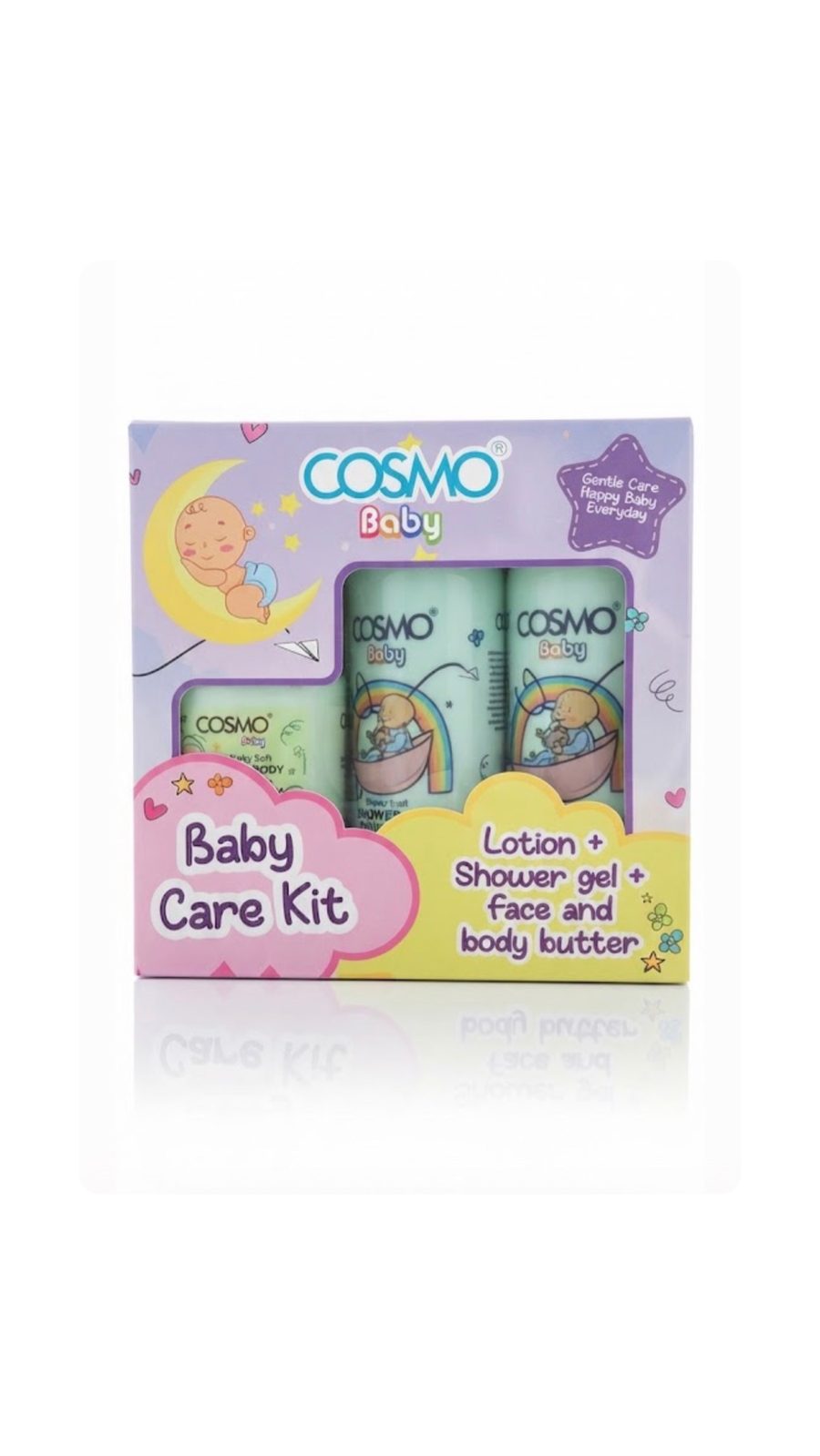 COSMO BABY CARE KIT (LOTION + SHOWER GEL + FACE AND BODY BUTTER) كوزمو بكج استحمام متكامل للعناية بالطفل baby soft
