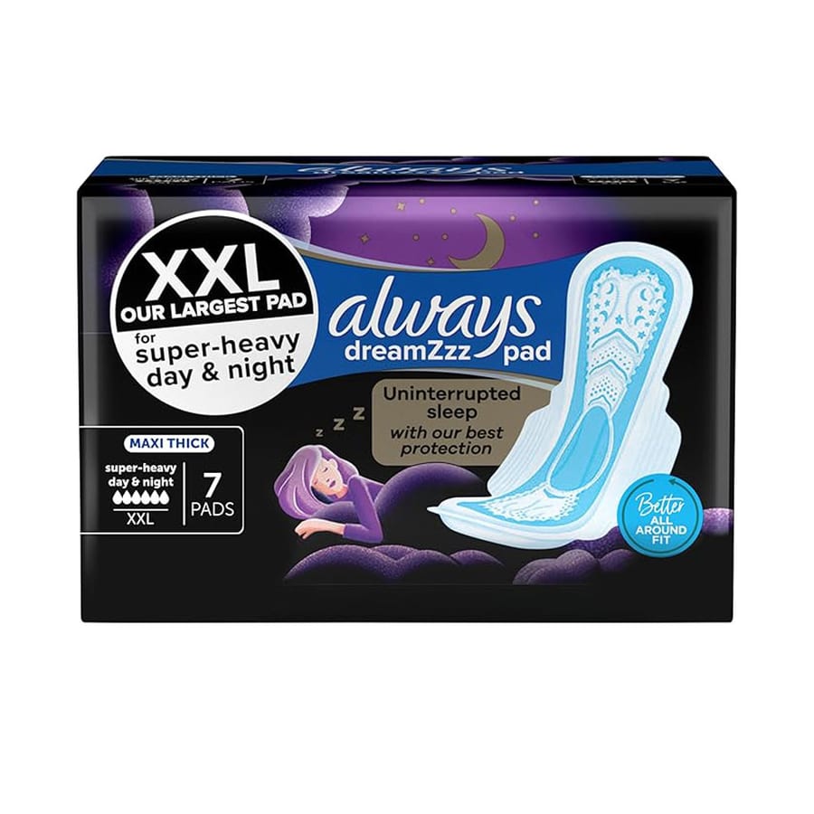 اولويز - فوط نسائية صحية ماكسي سميكة XXL لليلة السوبر غزيرة مع الأجنحة - 7 قطعة Always Maxi Thick Night 7 Pads
