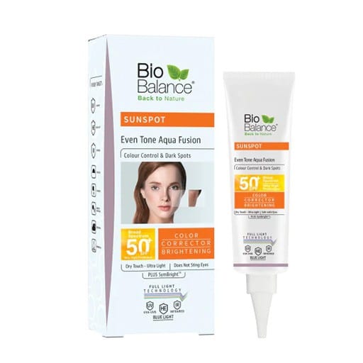 Bio Balance Sunspot Even Tone Aqua Fusion SPF 50 Dry Touch - 40 ml | بايو بالانس واقي شمسي للبشرة الدهنية المعرضة للتصبغات شفاف - 40 مل
