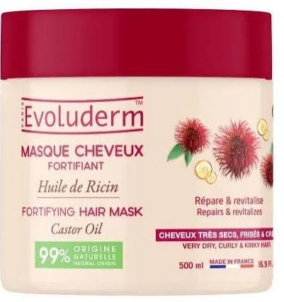 EVOLUDERM - Castor Oil Fortifying Hair Mask - 500ml - إيفولوديرم - قناع الشعر المقوي بزيت الخروع - 500 مل