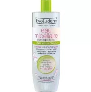 Evoluderm Purifying Micellar Water Combination to Oily Skin 500 ml - ماء ميسيلار إيفولوديرم المنقي للبشرة المختلطة إلى الدهنية